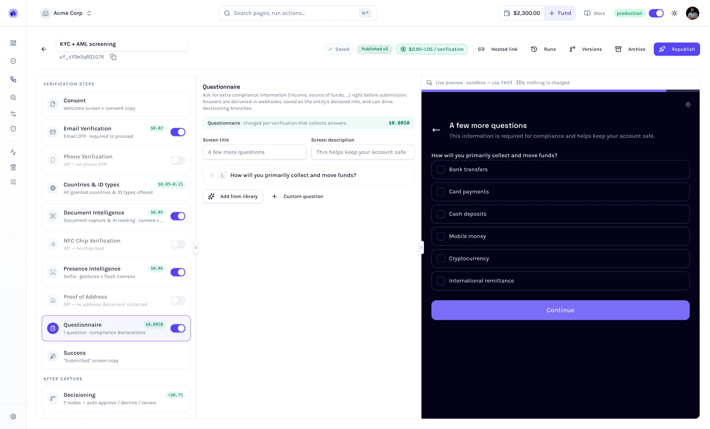 The compliance questionnaire builder